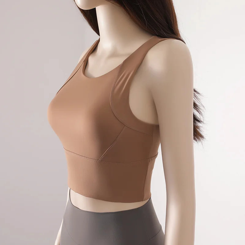 Frauen Sport Feste Brust Pad Bh Weibliche Freizeitsport Workout Tank Top Damen Gym Kleidung Yoga Sport Tragen