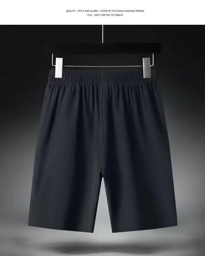 Sommer Herren Shorts Eisseide Laufshorts Gym Sport Shorts Schnelltrocknend Atmungsaktiv Strand Kurze Hose Fitness Jogging Coole Lässige Sportbekleidung