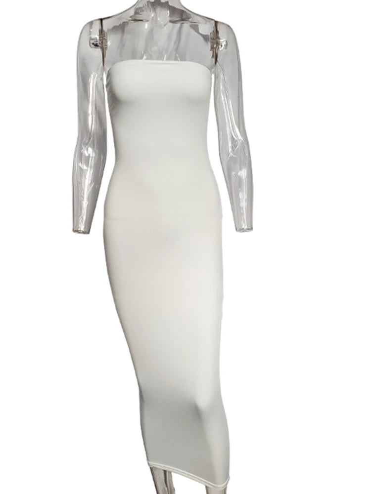 Sommer Damen Sexy ärmelloses, auf der Brust gewickeltes langes Strandkleid