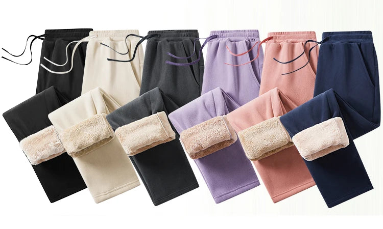 YJKVUR Unisex 2025, Winter, neue Oversize-Hose, für Herren und Damen, warme Fleece-Futter, Kordelzug-Hose, lässig, bequem, Fitnessstudio, Jogginghose