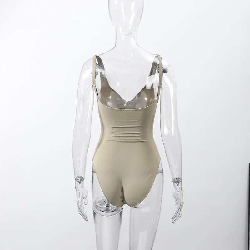Sexy Schlanker Einfarbiger Korsett-Kurz-Jumpsuit für Damen V-Ausschnitt Reißverschluss Ärmellos Rückenfrei Bodysuit 2026 Frühling Sommer Damen Chic Bustier Neu