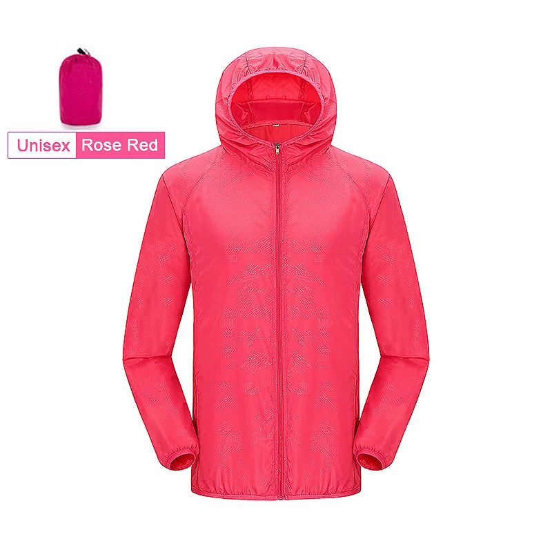 JNLN Unisex Wanderjacke Herren Damen Wasserdicht Schnelltrocknend Camping Windjacke Outdoor Trekking Angeln Regenmantel Anti UV Kleidung