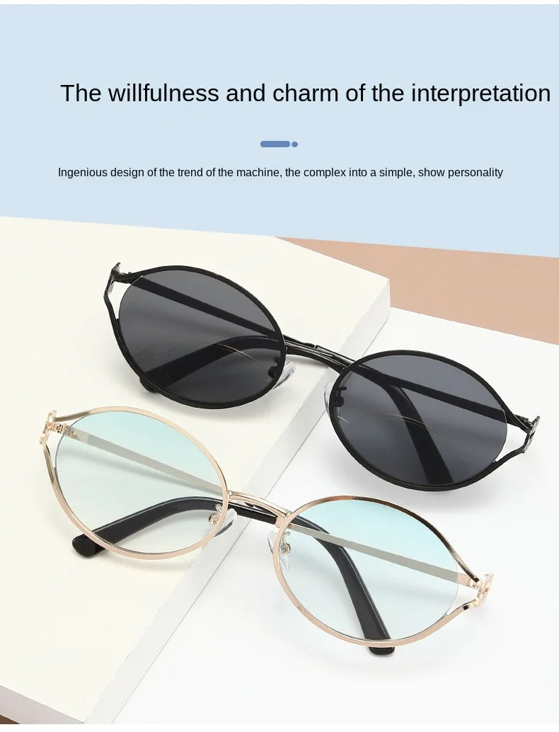 1-2PCS Neue Mode Marke Sonnenbrille Retro Kleine Rahmen Frau Mann Metall Cat Eye Brille Shades UV Schutz sonnenbrille mit Box
