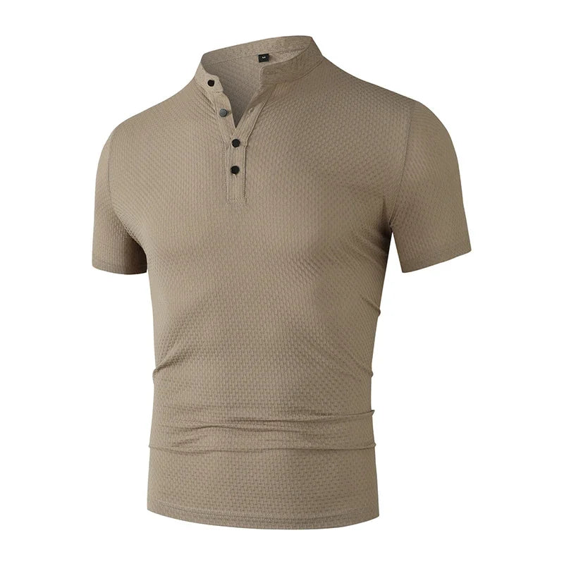 Herren Business Casual Kurzarm POLO Shirt Knochen Blume Einfarbig Atmungsaktiv Bequem Mode Sommer Vielseitig Top