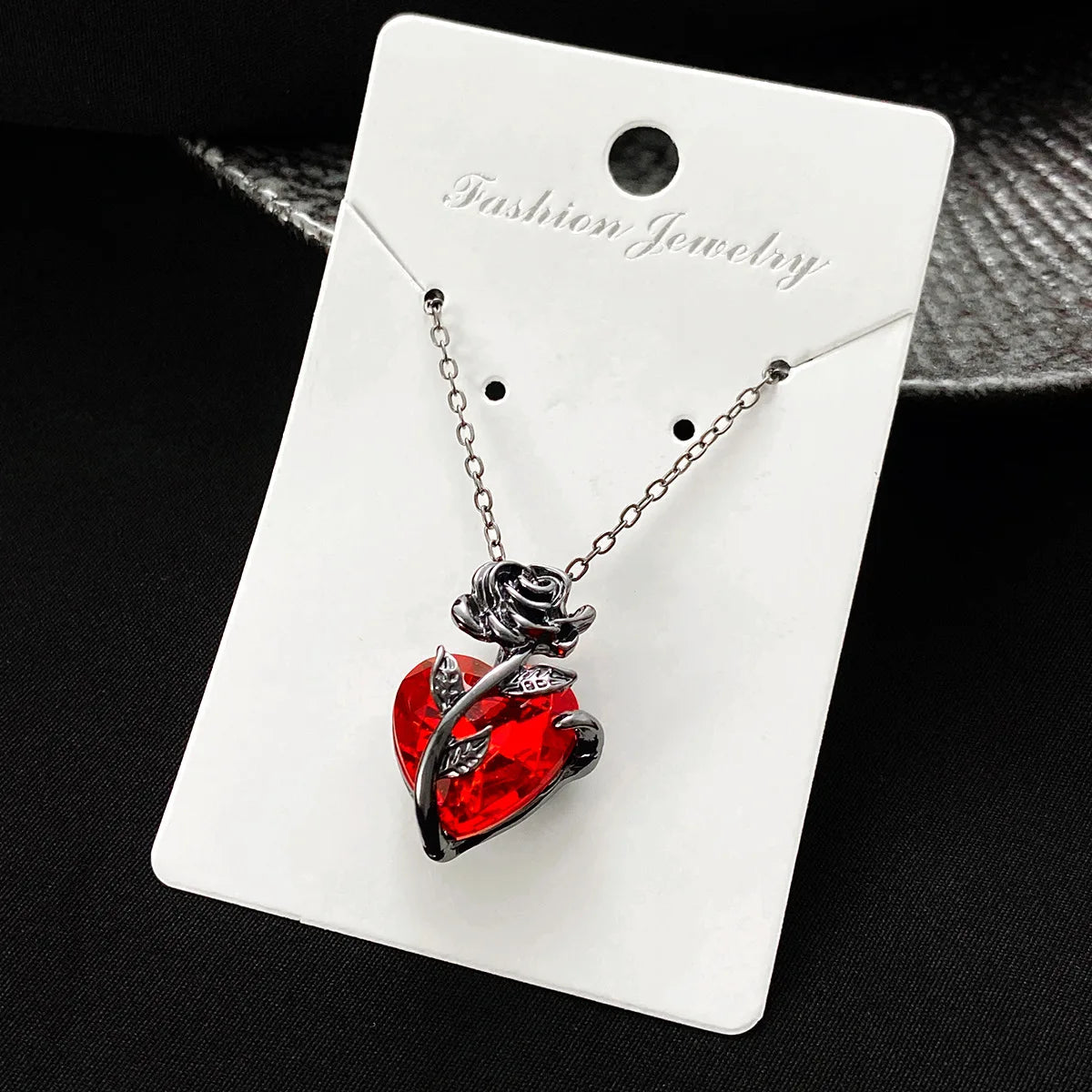 Gothic Rose Red Love Halskette Damen Y2K Grunge Schmuck Zierliche Silberfarbe Tonebloody Human Heart Anhänger Personalisierte Geschenke