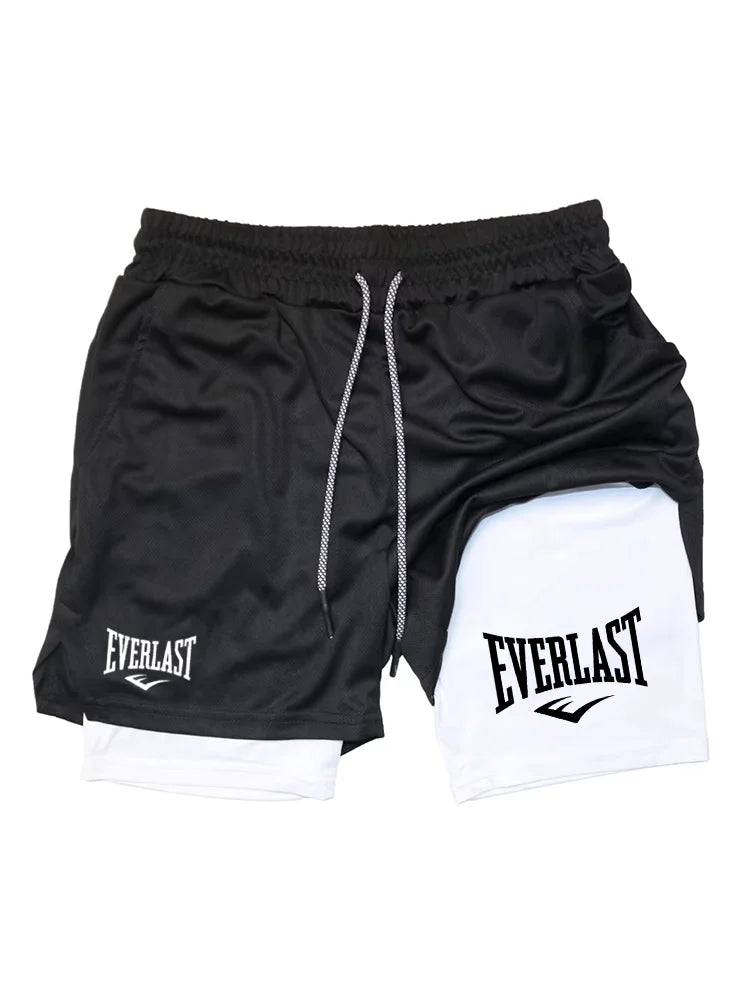 Herren Laufshorts 2 in 1 Doppellagige Sportshorts Sportbekleidung Fitness Kurze Hosen Trainings-Jogginghose Herrenbekleidung