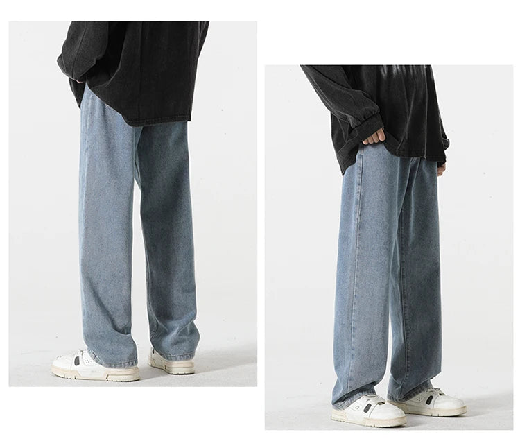 Jeans für Herren im Frühjahr und Sommer 2022, neuer Stil, Trend, gerade, vielseitige Freizeithose, lockere Hose mit weitem Bein