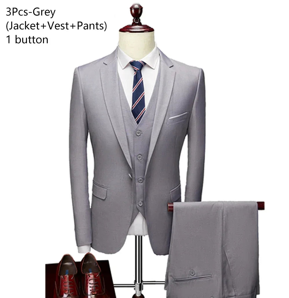 Hochzeitsanzüge für Männer, 3-teiliges Set, elegante Jacken, Weste, Hosen, Blazer, formelles Outfit, modisch, klassisch, komplettes 2024-Kostüm