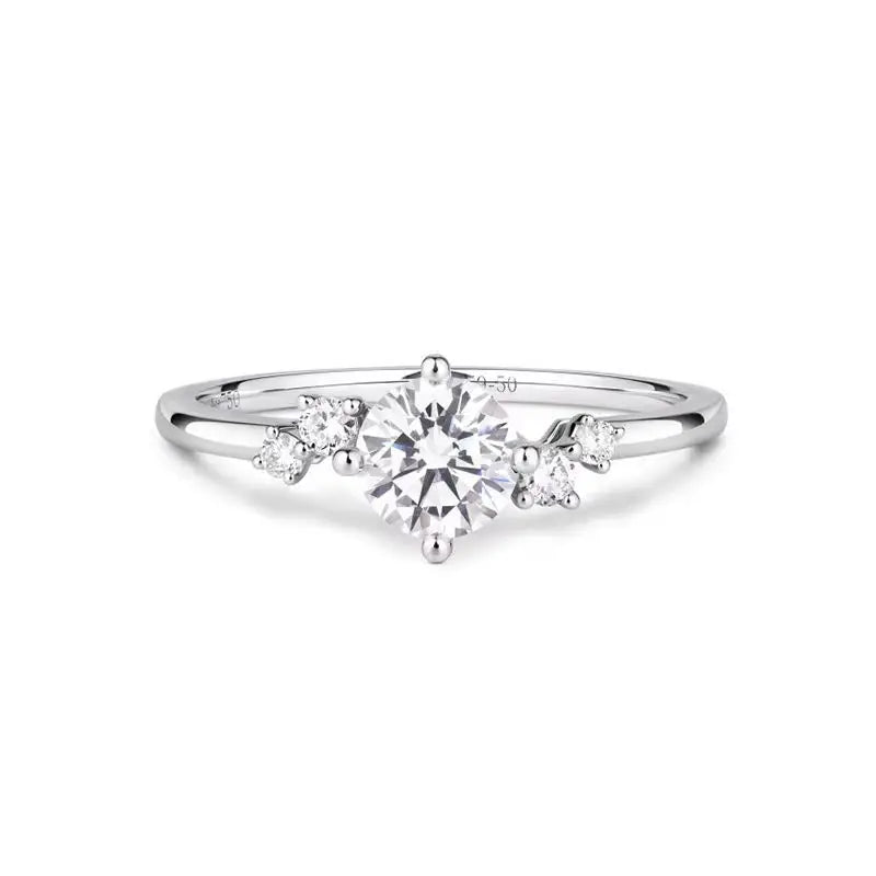 18K Weißgold und Platin PT950 1 Karat Moissanit-Ring für Damen, Vier-Krallen-Galaxie-Stern-Verlobungsring als Geschenk für die Freundin.