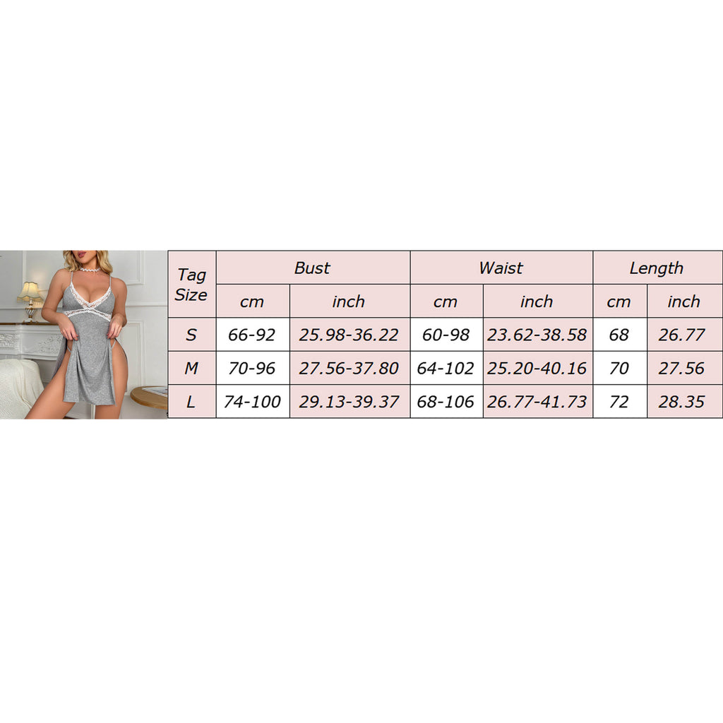 Frauen weiche Baumwolle sexy Pyjama Schlinge ärmellose Nachtwäsche mit V-Ausschnitt voller Slip Spitzen besatz Nachtwäsche Nacht kleid Frauen пижама женская