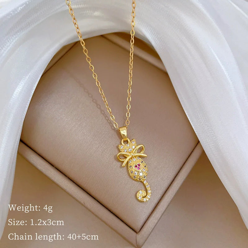 EILIECK 316L Edelstahl Glanz Zirkonia Schwan Anhänger Halskette Gold Farbe Textur Metall Personalisierte Schmuck Halskette