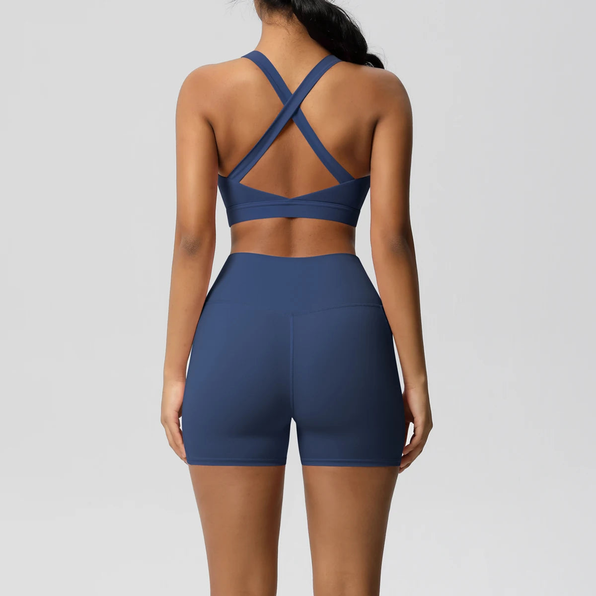 2PCS Sportswear Mit Taschen Yoga Set Gymnastik Kleidung Yoga Anzüge Für Frauen Trainingsanzüge Sport Shorts Crossover Bh Gym Leggings