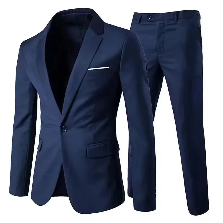 Men Suits Set Jackets Pants 2 Pieces Elegant For Wedding Slim Fit Blazers Formal Outfit Fashion Classic Full 2025 Costume