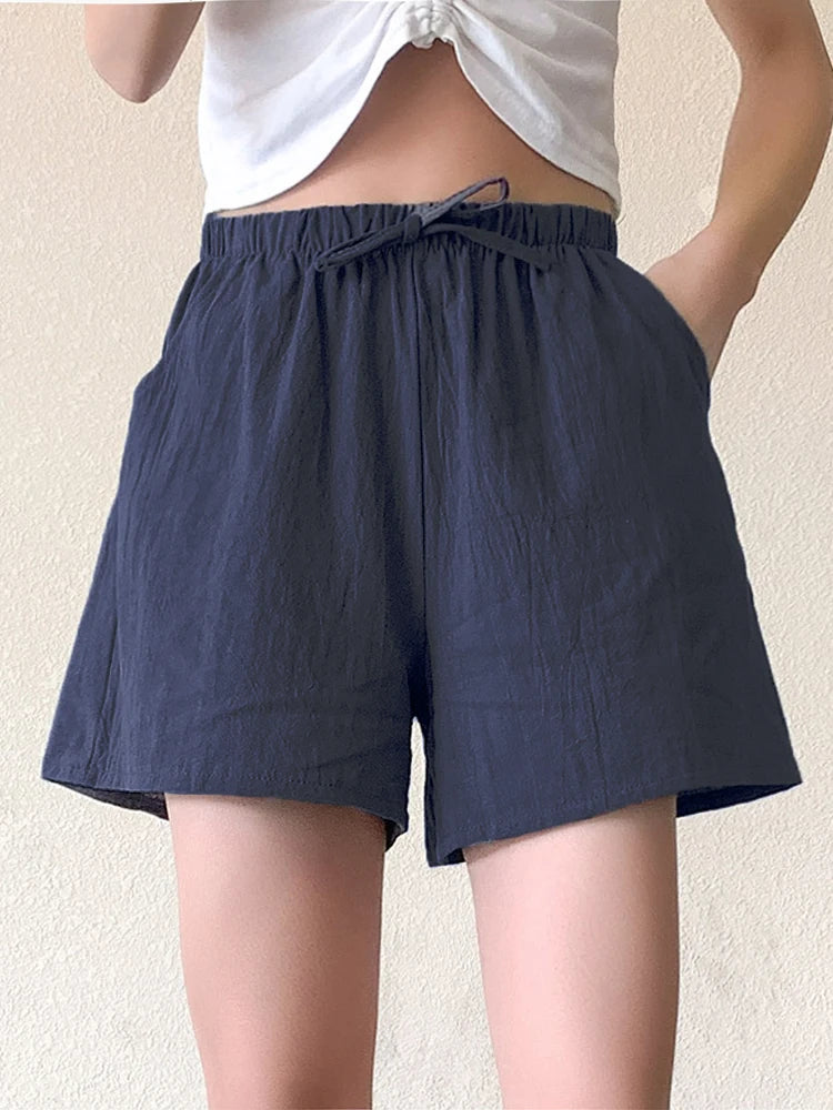 ITOOLIN Casual Leinen Shorts Frauen Gym Workout Shorts Kurze Hosen Hohe Taille Schwarz Damen Kurze Femme Frauen Shorts Sport Femme