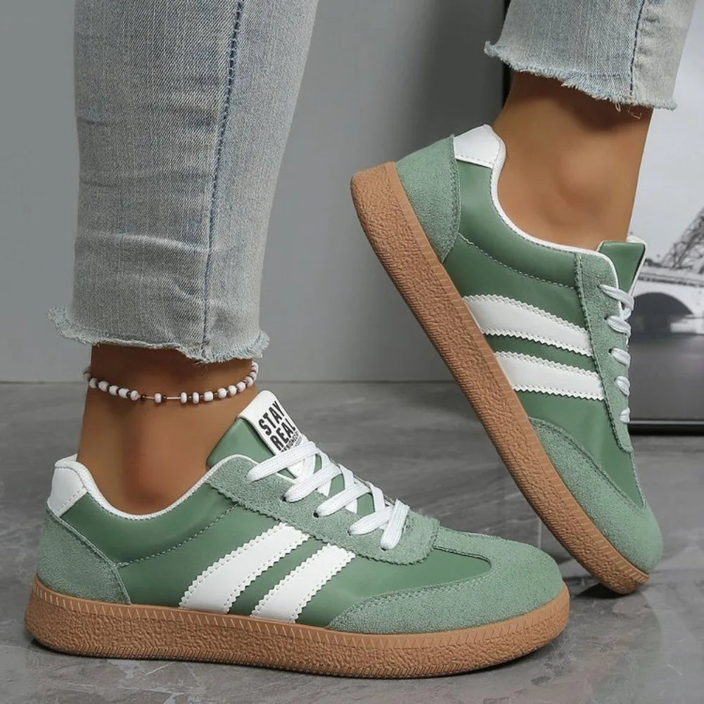 Leichte, bequeme Turnschuhe für Damen, modisch, gestreift, Schnür-Sportschuhe, Damen, lässig, atmungsaktiv, grüne Turnschuhe in Übergröße