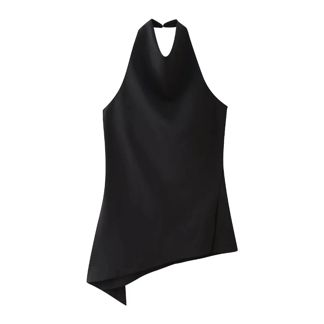 HH Frauen Vintage Solide Hose Sets Sexy Backless Halter Camis Top Asymmetrische Tank Top + Kordelzug Hosen Mode Streetwear
