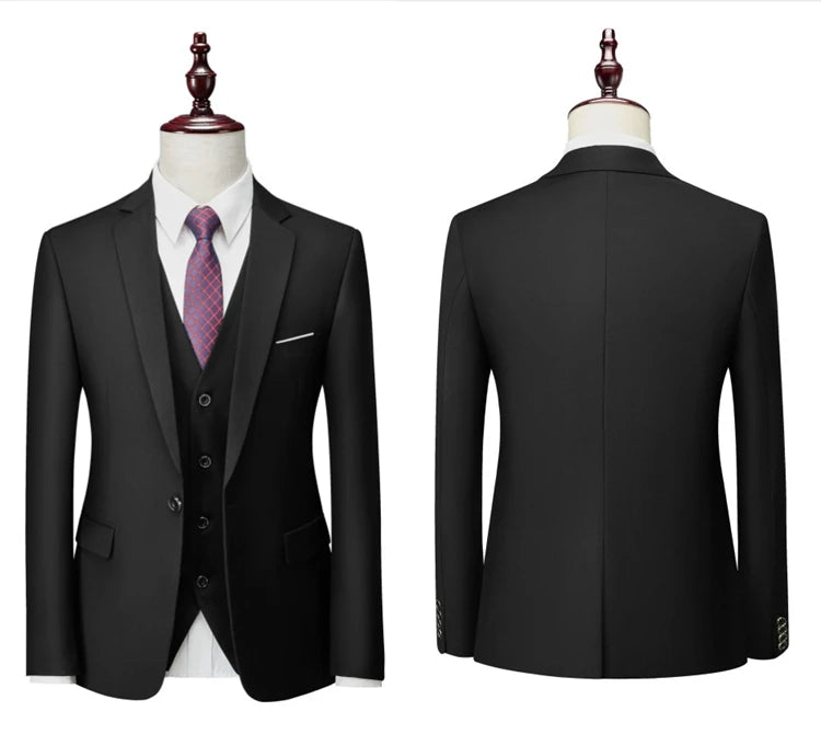 14-farbiger M-6XL (Jacke + Weste + Hose), formeller Business-Herrenanzug der High-End-Marke, dreiteiliger Bräutigam-Hochzeitskleid, einfarbiger Anzug