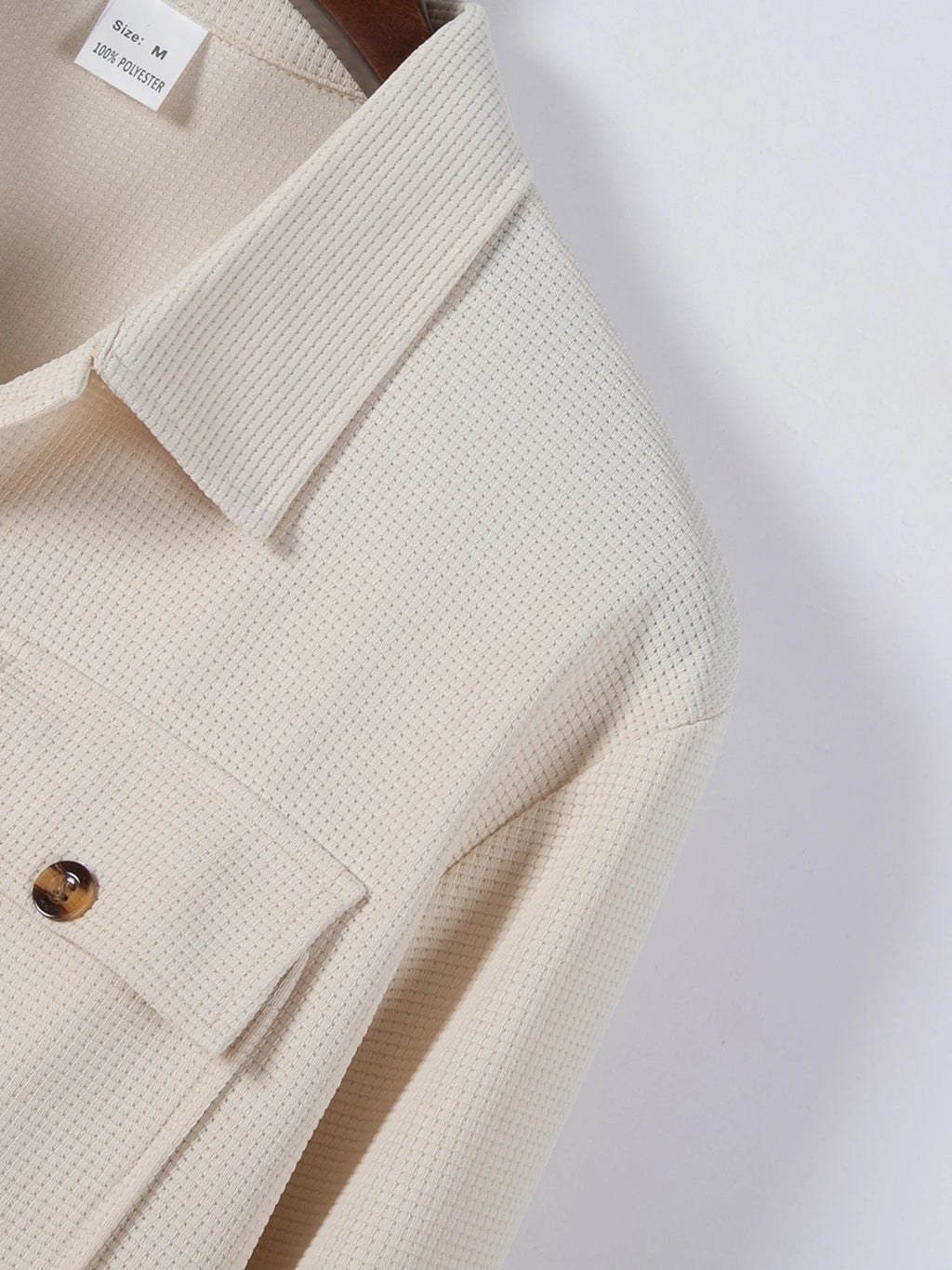 2025 Trendy men's workwear shirt waffle black coat double pocket design button opening and closing style