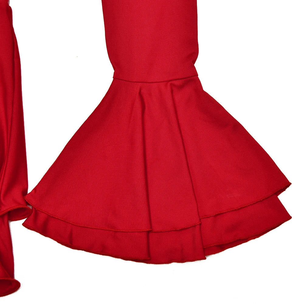 Absobe Damen A-Linie, figurbetontes Minikleid, Rüschensaum, V-Ausschnitt, asymmetrische Knöpfe, lange Ärmel, kurzes Kleid, Party, Streetwear, Outfits