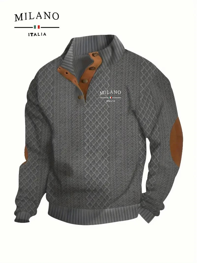 Henry Hoodie mit einem italienischen Mailand-Muster ist ein warmer, weicher und hautfreundlicher Herbst- und Winterpullover für Herren