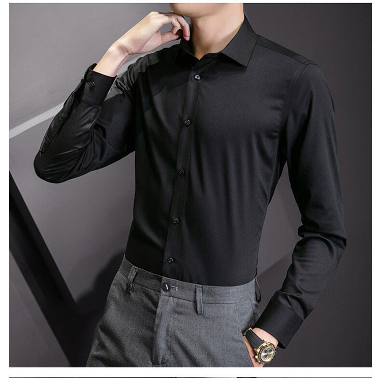 Neue Plus Größe Männer Einfarbig Business Hemd Mode Klassische Grundlegende Beiläufige Dünne Weiße Langarm-shirt Marke Kleidung