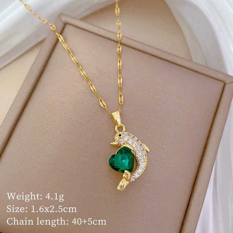 EILIECK 316L Edelstahl Glanz Zirkonia Schwan Anhänger Halskette Gold Farbe Textur Metall Personalisierte Schmuck Halskette