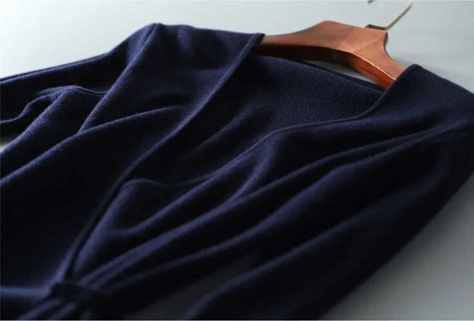 Herbst Winter Pullover Frauen Kleider V-ausschnitt Wrap Up Kleid für Frauen Frau Kleidung Koreanische Version Lose Elegante Gestrickte Rock