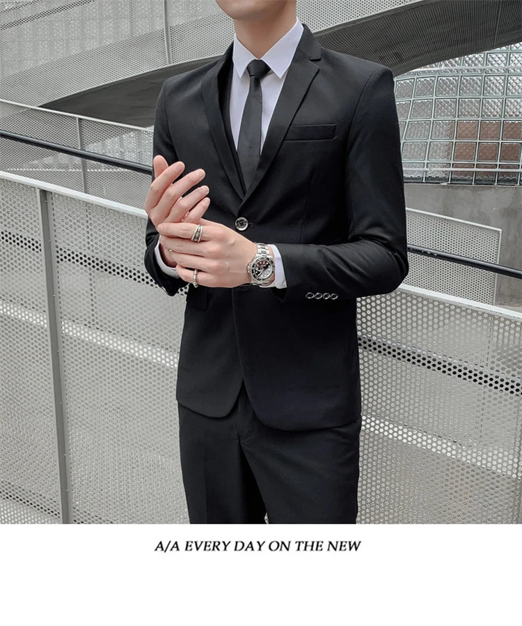 Herren-Slim-Fit-Dreiteiler im koreanischen Stil für Business, professionelle formelle Kleidung, Trauzeuge, Bräutigam, Hochzeit, koreanischer Stil, kleiner Sui