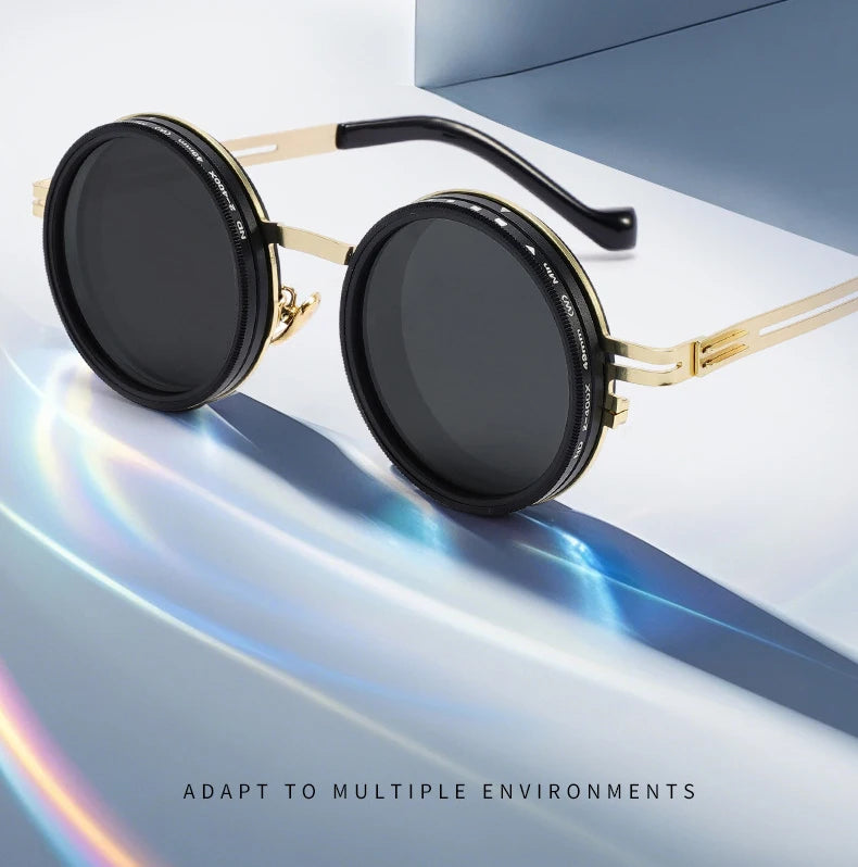 Neue Einstellbare 1-9 Sonnenbrille Punk Polarisierte Sonnenbrille Männer Frauen Runde ND Filter Linsen Retro Angeln Brillen Shades