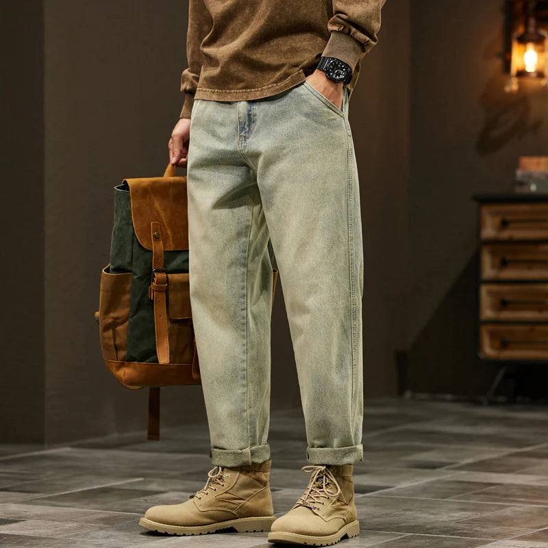 Männer 95% Baumwolle Jeans Hohe Qualität Lose Harem Hosen Mode Baggy Casual Outdoor Arbeit Denim Hosen Marke männer Kleidung