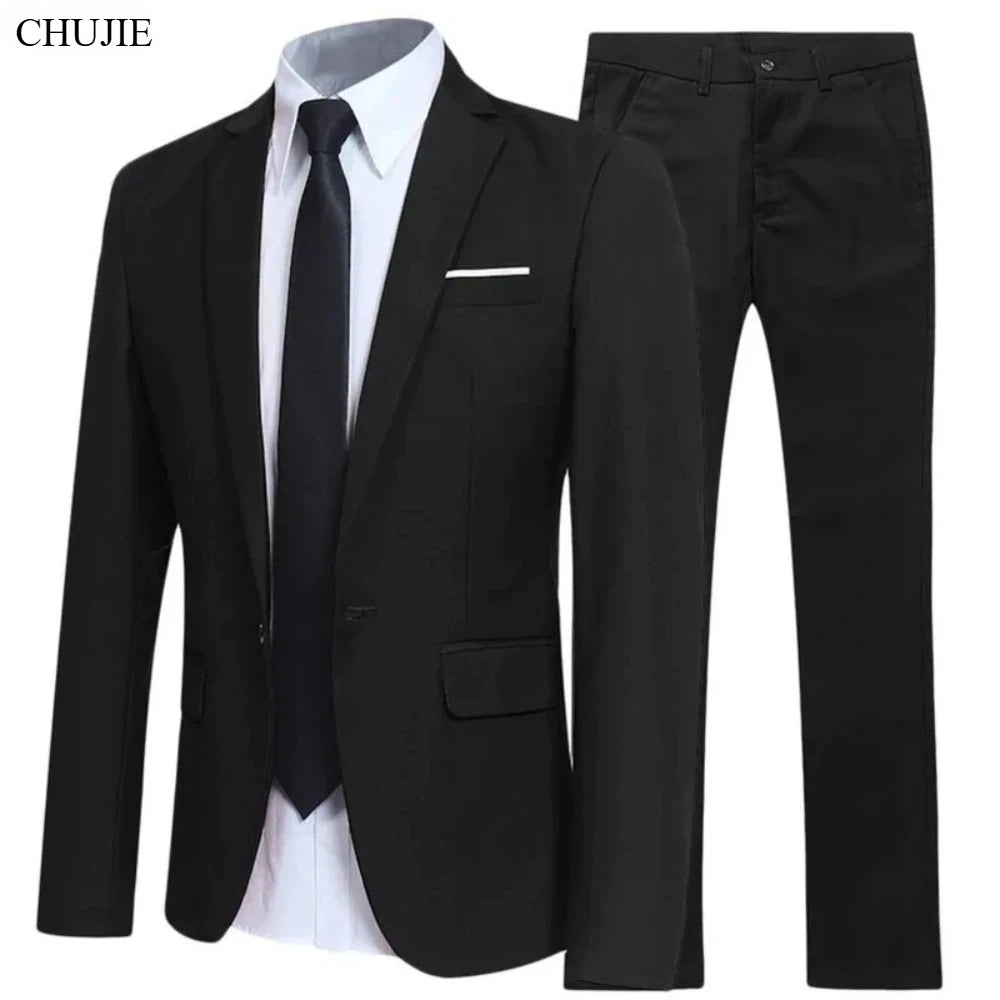 Men Suits Set Jackets Pants 2 Pieces Elegant For Wedding Slim Fit Blazers Formal Outfit Fashion Classic Full 2025 Costume