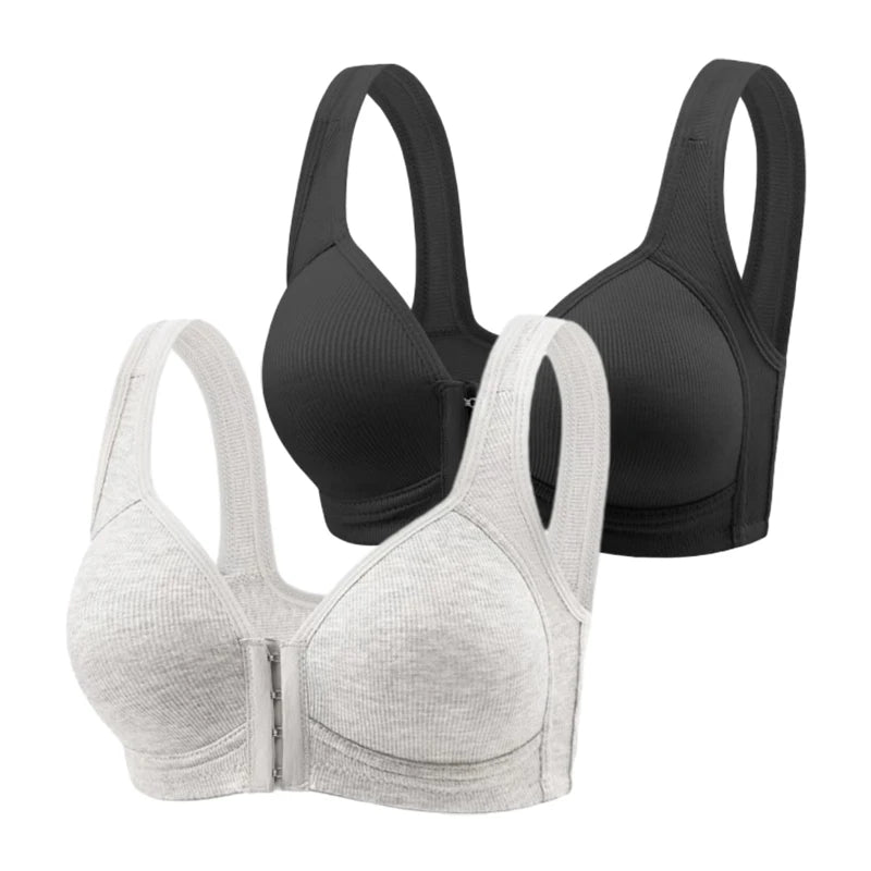 Fallsweet Nahtloser BH mit Vorderverschluss für Damen, solides, kabelloses Push-Up-Bralette, vollständige Abdeckung, feste Körbchen, bequeme Unterwäsche