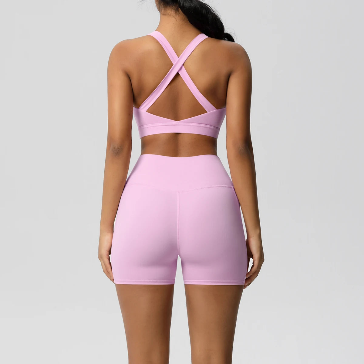 2PCS Sportswear Mit Taschen Yoga Set Gymnastik Kleidung Yoga Anzüge Für Frauen Trainingsanzüge Sport Shorts Crossover Bh Gym Leggings