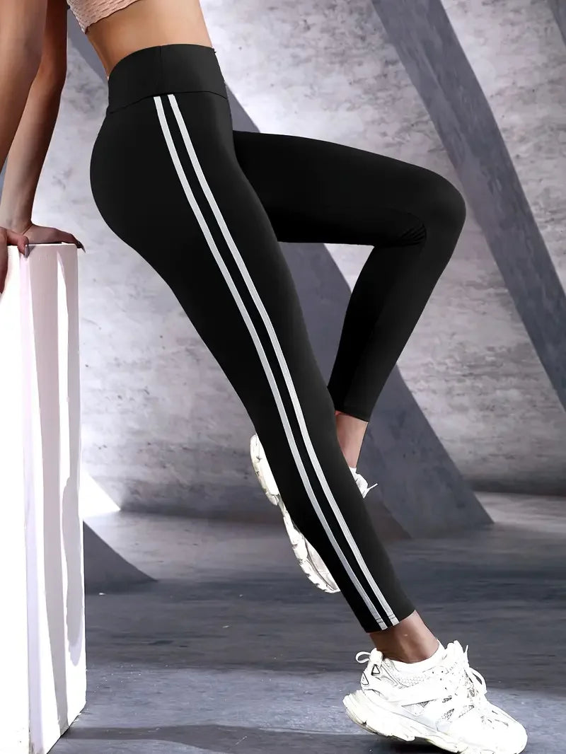 Hoch taillierte elastische Leggings für Damen, Frühling und Herbst, dünn, Doppelstange, eng anliegend, kleine Füße, Laufsport, Neun-Zoll