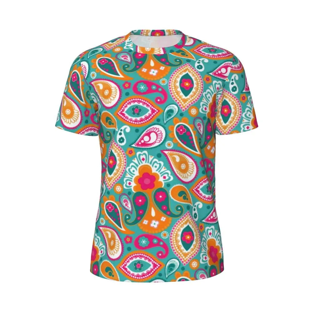 Gym T-Shirt für Mann Retro geometrische 60er 70er Jahre T-Shirts Mode psychedelische Kunst Strand T-Shirts O Hals Y2K Spaß Design Tops Geschenkidee