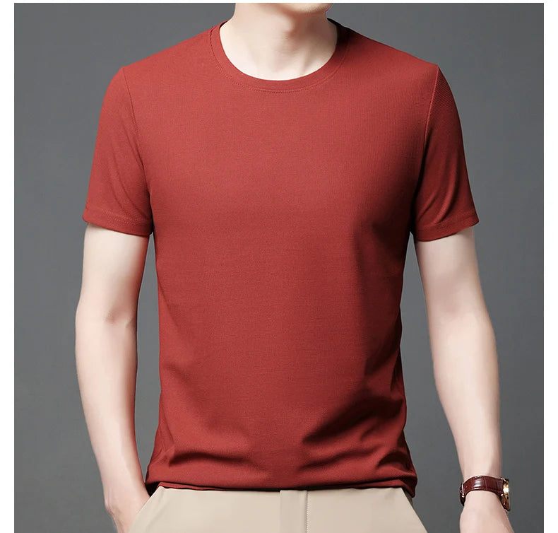 Kurzarm-PoloshirtKurzarm Waffle Solid Polot Fashion Splicing Herren-Rundhals-Top aus Baumwolle mit kurzen Ärmeln für den täglichen Gebrauch