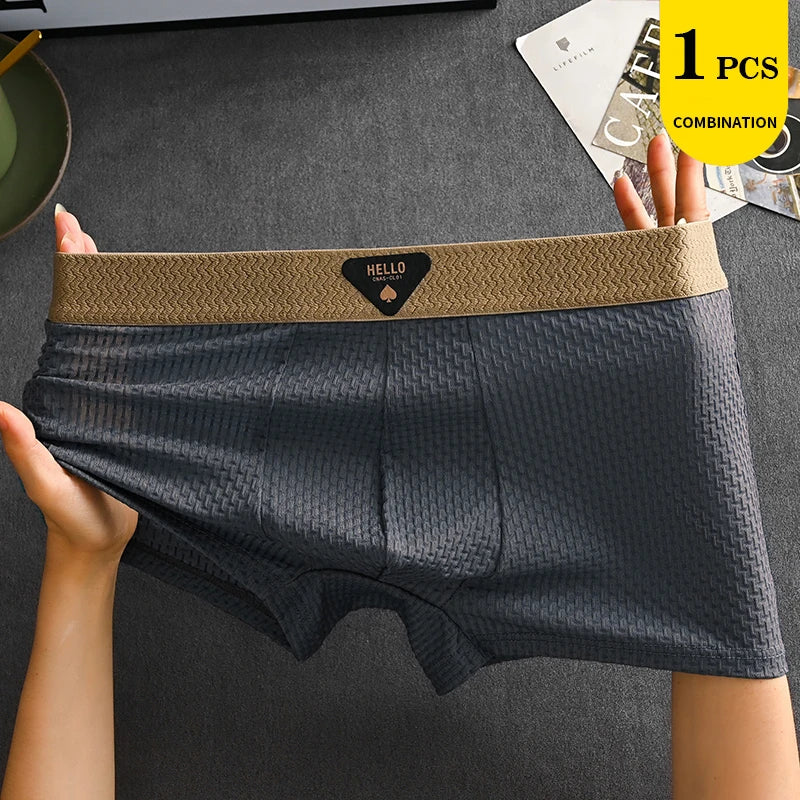1/4 Stück Herren-Unterwäsche aus Eisseide, heiße Dessous, dünne Boxershorts, coole Unterhosen, atmungsaktive sexy Slips, U-förmige Shorts, Größen L-6XL