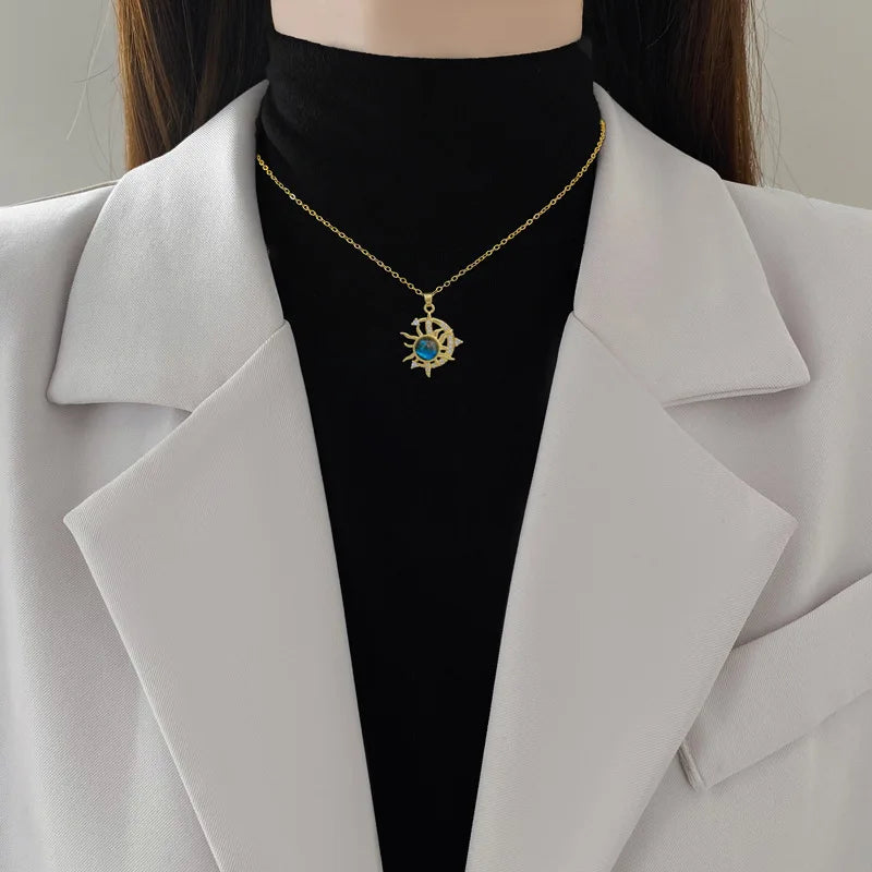 Licht Luxus Titan Stahl Stern Serie Halskette für Frauen Gold Farbe Planet Mond Astronaut Anhänger Halsketten Schmuck Geschenke