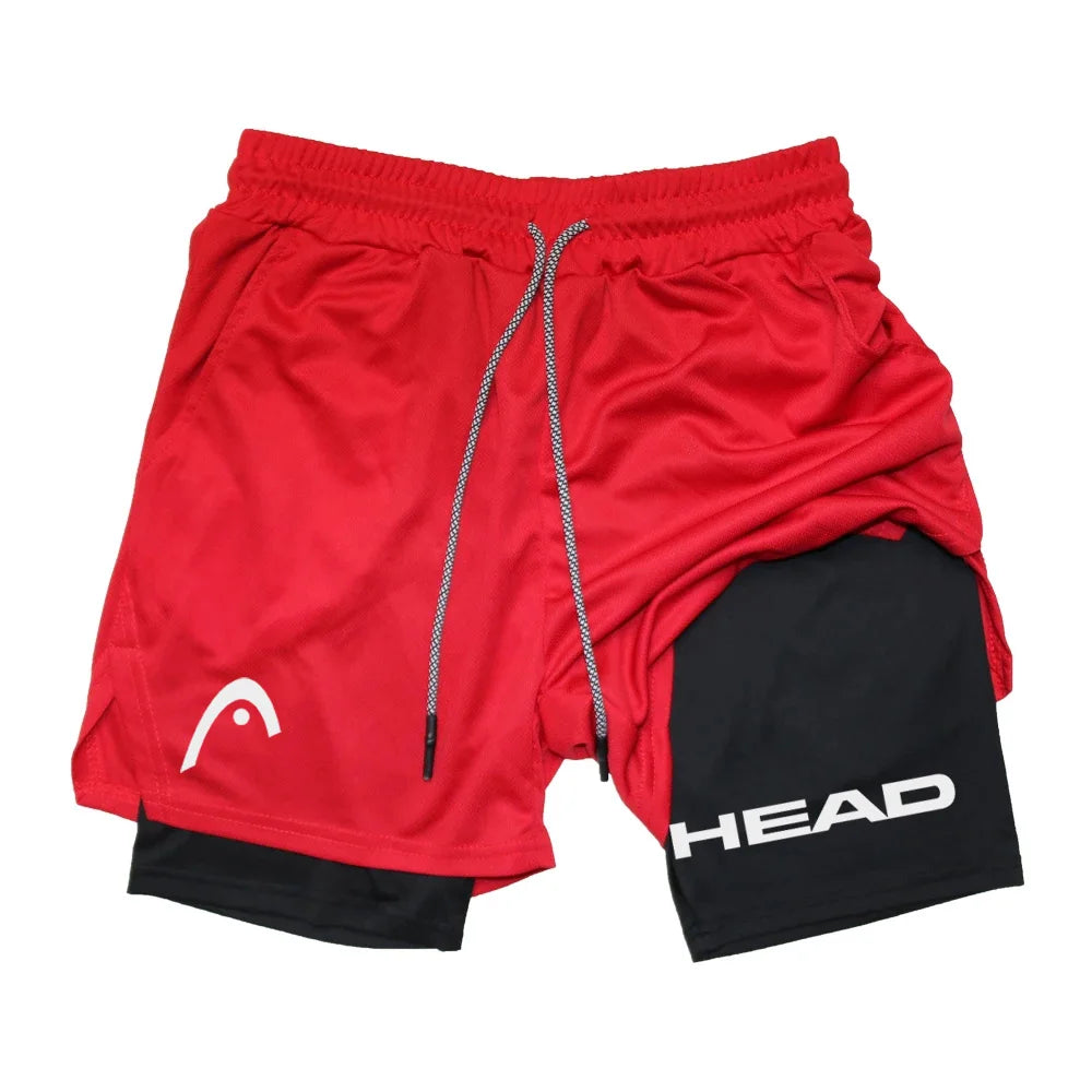 Anime Berserk Head Laufshorts für Herren, Fitness, Fitnessstudio, Training, 2-in-1, Sport, schnell trocknend, Training, Joggen, Doppeldeck, Sommer