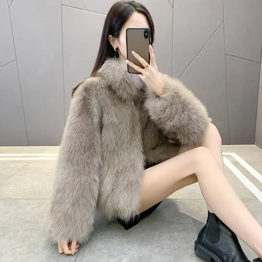 Herbst Winter Übergroßen Lose Beiläufige Luxus Weichen Dicken Warmen Haarigen Faux Mantel Frauen Langarm Flauschigen Jacke 2024