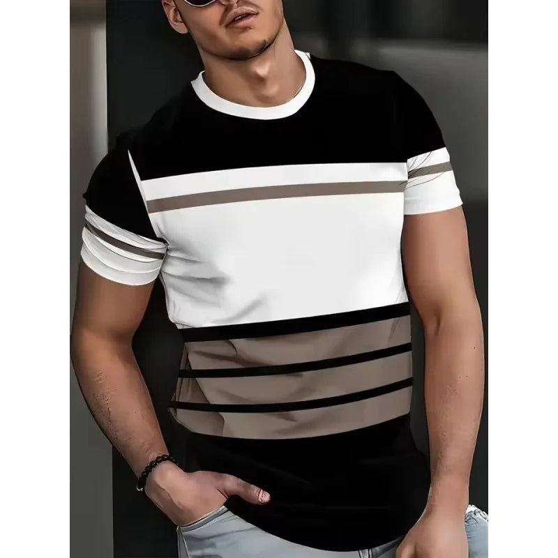 3D Gedruckt Geometrische Spleißen T Shirt Für Männer Bunte Streifen Muster T-Shirts Sommer Casual Oansatz Tees Lose Kurzen Ärmeln