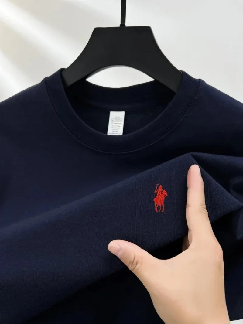 2026 Sommer Herren Strick-Baumwoll-T-Shirt mit kurzen Ärmeln – Modisch, bequem und atmungsaktiv bedrucktes Oberteil