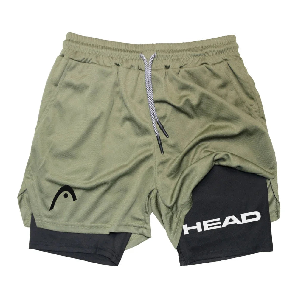 Anime Berserk Head Laufshorts für Herren, Fitness, Fitnessstudio, Training, 2-in-1, Sport, schnell trocknend, Training, Joggen, Doppeldeck, Sommer
