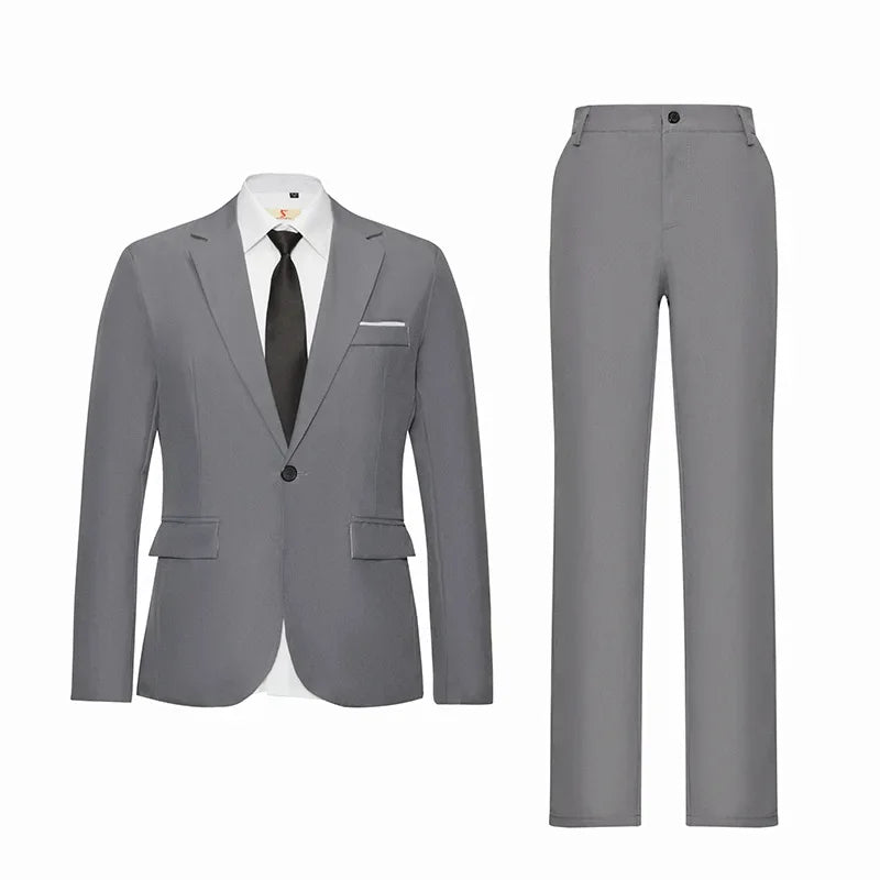 Herren Casual Hochzeitsanzug Slim Fit Zweiteiliges Set Sommer Neuer Stil Große Größe Business Formelle Kleidung Bequemes Oberteil und Hose