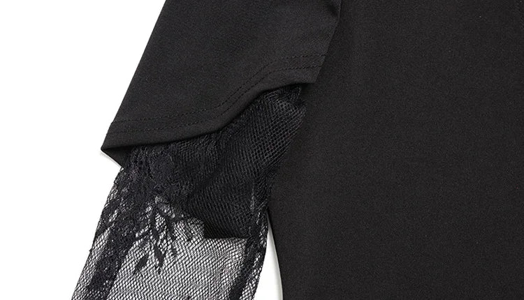 Ahagaga Eelgant Spitze frauen Kleid Patchwork Lange Ärmel Herbst Party Slim Fit Mantel Samt Sexy Split Trend Weibliche Vestidos