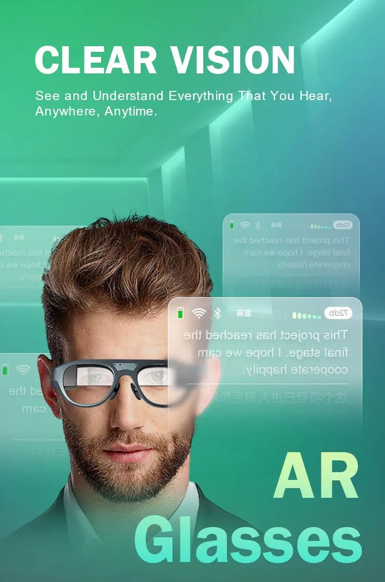 Virtual Reality Smart Glasses Multiple Languages Web Meeting Multifunctional Enhanced Hearing-Aid Instant Translation Ar Glasses