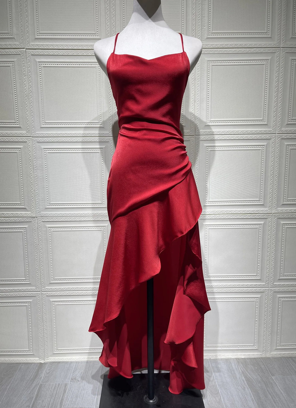 Sommer Kleider Für Frau Sexy Vestidos Schlank Backless Elegante Abendkleid Schlitz Einfarbig Spaghetti Strap Leace-up Temperament