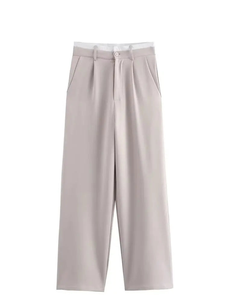 HH Frauen Fashion Solid Weste Hose Anzug Einreiher Halter Abgeschnitten Westen Top Hohe Taille Patchwork Hosen Büro Dame Sets