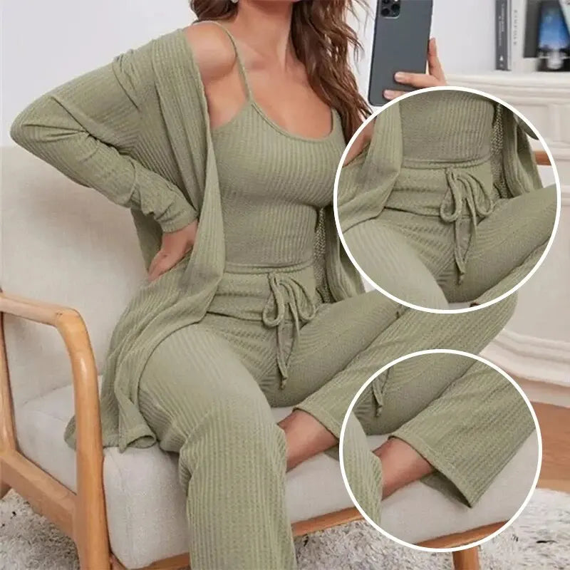 3 Stück Frauen setzt Sling Tops Hosen Robe Pyjama Lounge Home Wear Pyjama für Femme Slim Fit Lounge wear