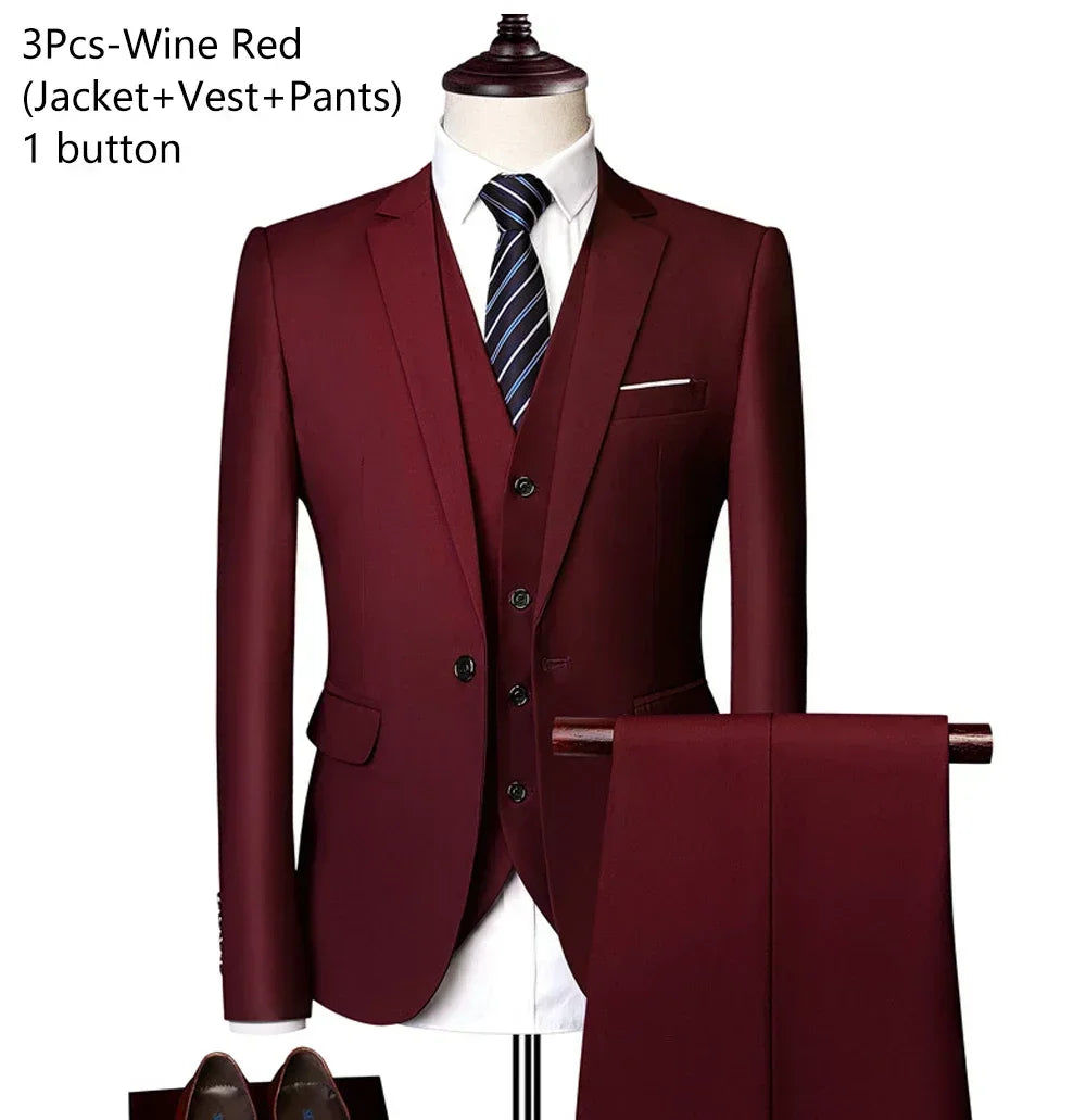 Hochzeitsanzüge für Männer, 3-teiliges Set, elegante Jacken, Weste, Hosen, Blazer, formelles Outfit, modisch, klassisch, komplettes 2024-Kostüm